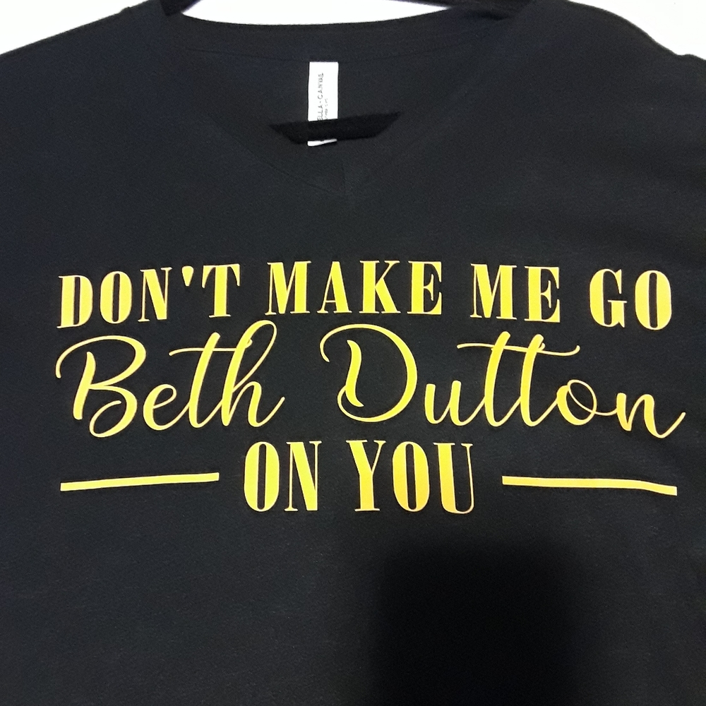 Women's Med Black V-neck Tshirt BellaCanvas Beth Dutton